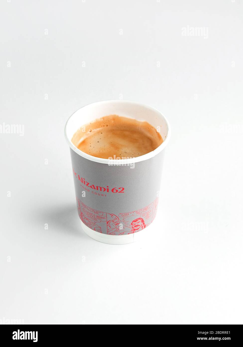 cappuccino in paper cup with illustrations on white background Stock ...