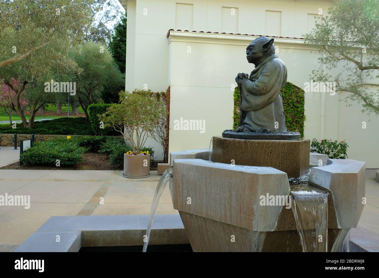 Lifesized bronze Yoda statue at the entrance to Lucasfilms