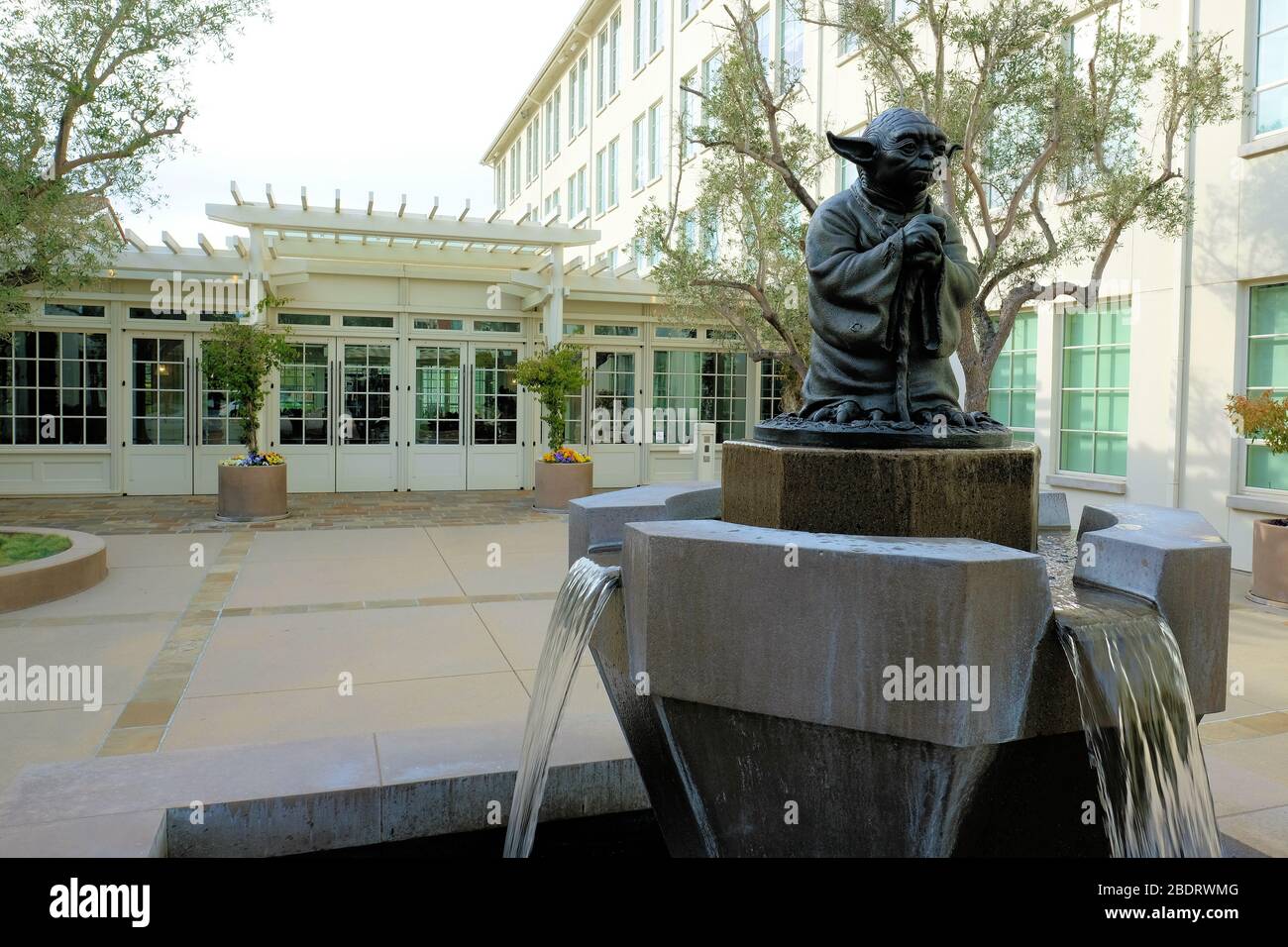 Lifesized bronze Yoda statue at the entrance to Lucasfilms