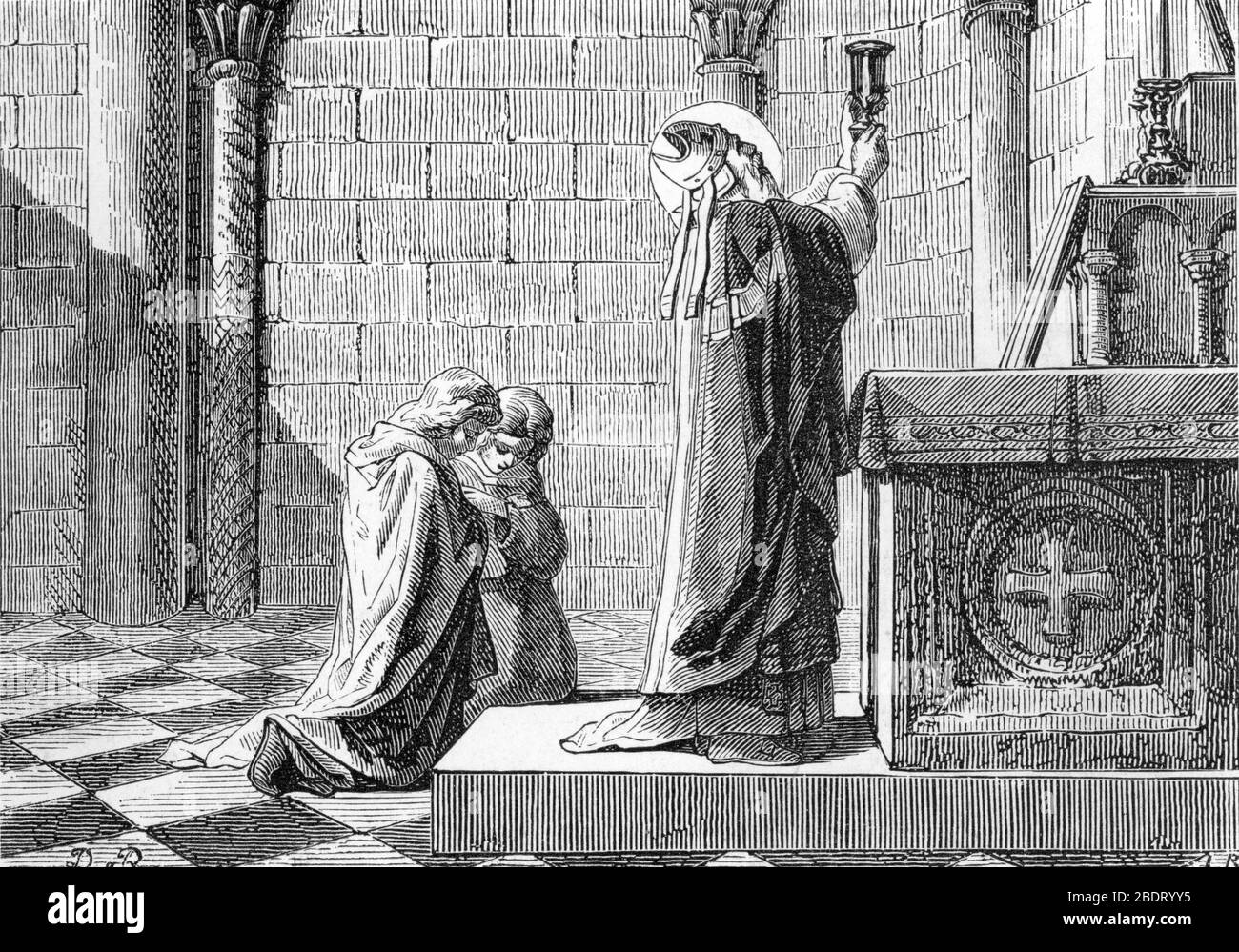 'Representation de saint Ludger (mort en 809) missionnaire chretien, fondateur des Abbaye de Werden et de Helmstedt' (Saint Ludger (also Ludiger or Li Stock Photo