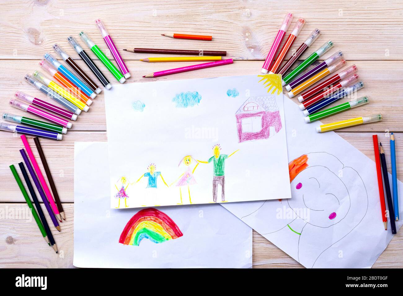 The Child Drew A Birthday Card With His Family The Drawing Was Made By the-child-drew-a-birthday-card-with-his-family-the-drawing-was-made-by