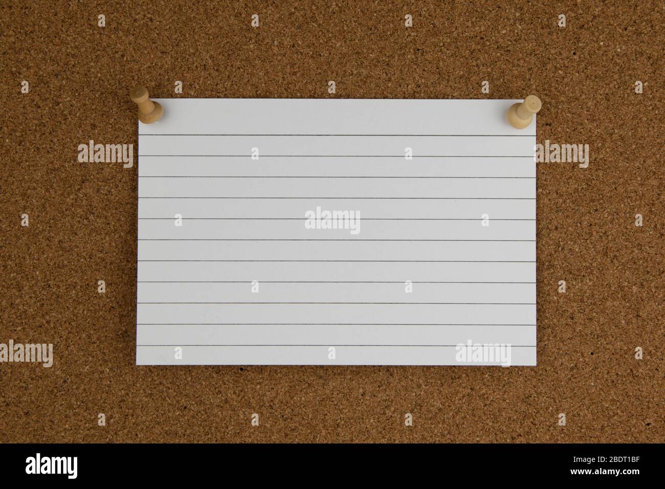 Cork board with tacks, white flash card Stock Photo Alamy