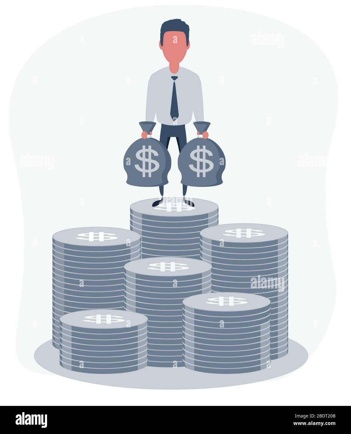 Rich businessman character hold bags full of money Stock Vector Image ...