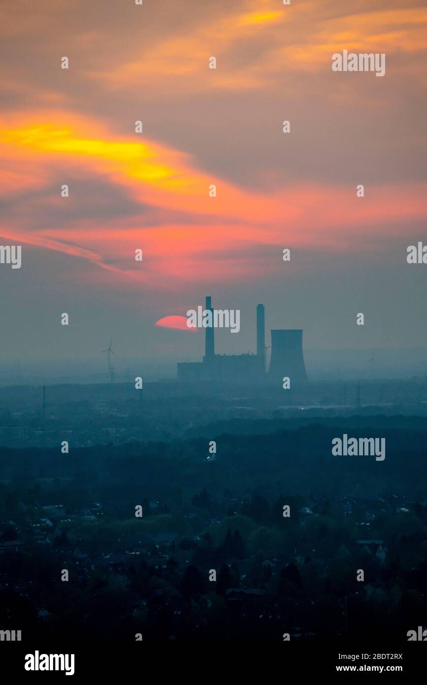 the Voerde coal-fired power plant, shut down in March 2017, sunset, Germany Stock Photo