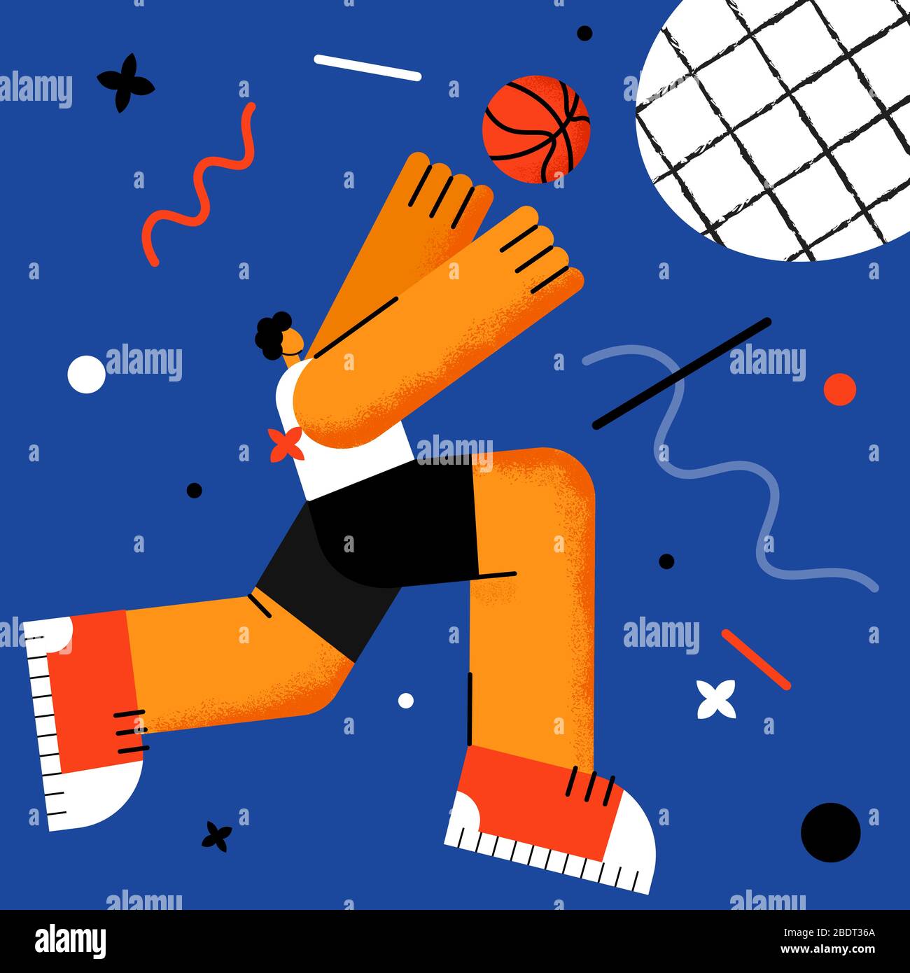 Basketball player on the blue background Stock Vector
