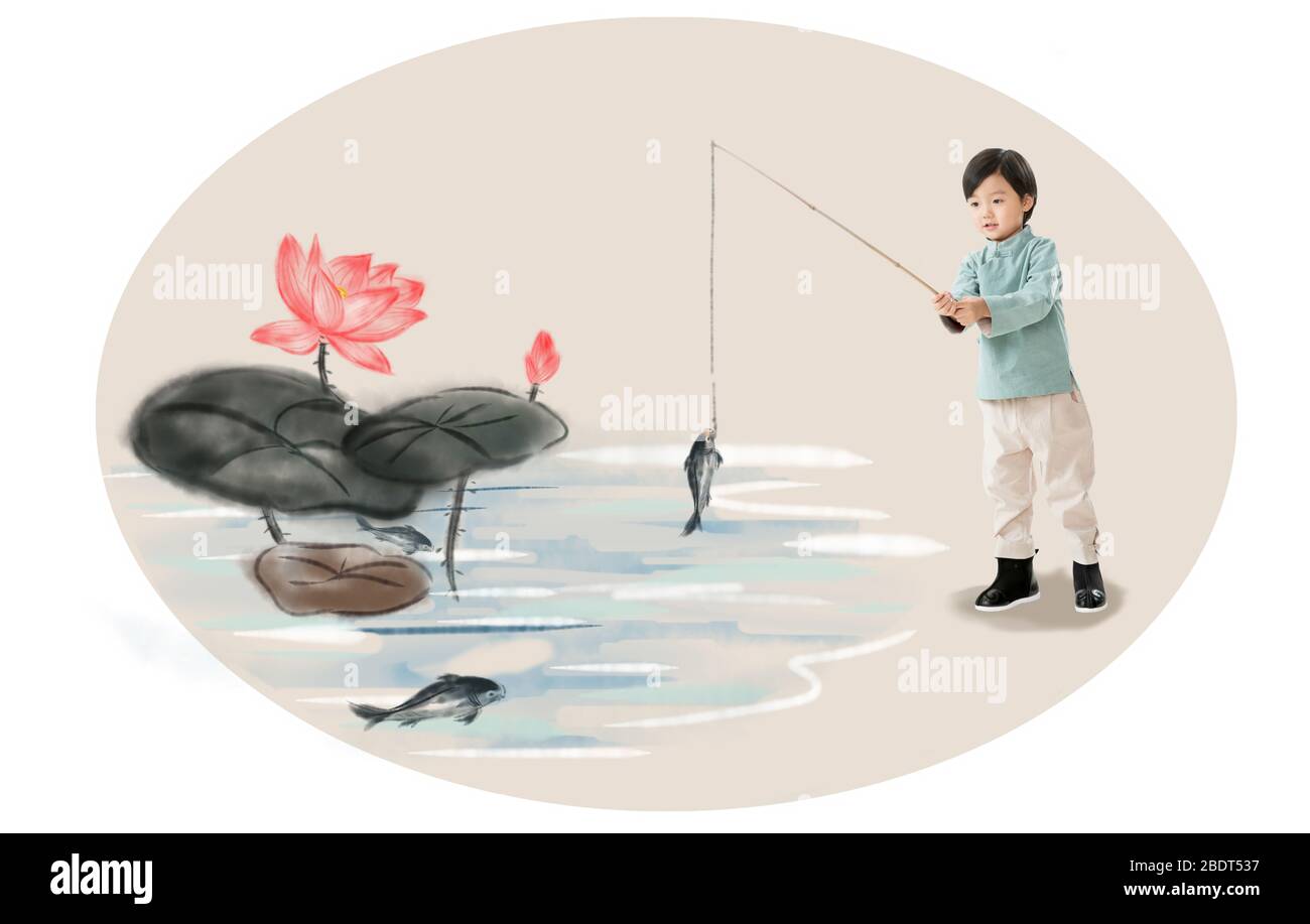 Boys fishing lake Cut Out Stock Images & Pictures - Alamy
