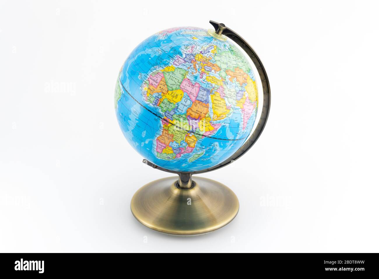 Earth globe with continents maps on white background Stock Photo