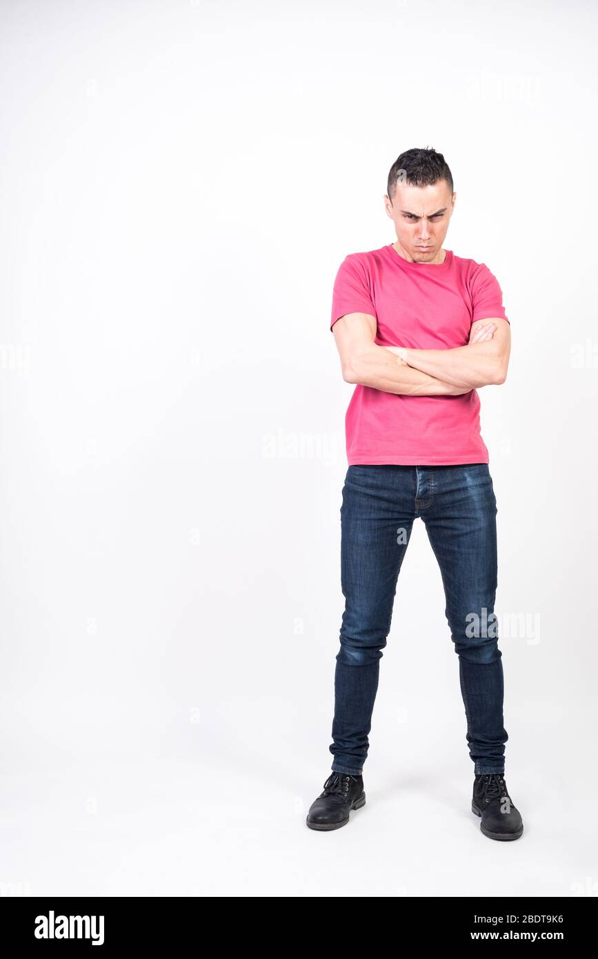 Angry man. white background, full body Stock Photo - Alamy