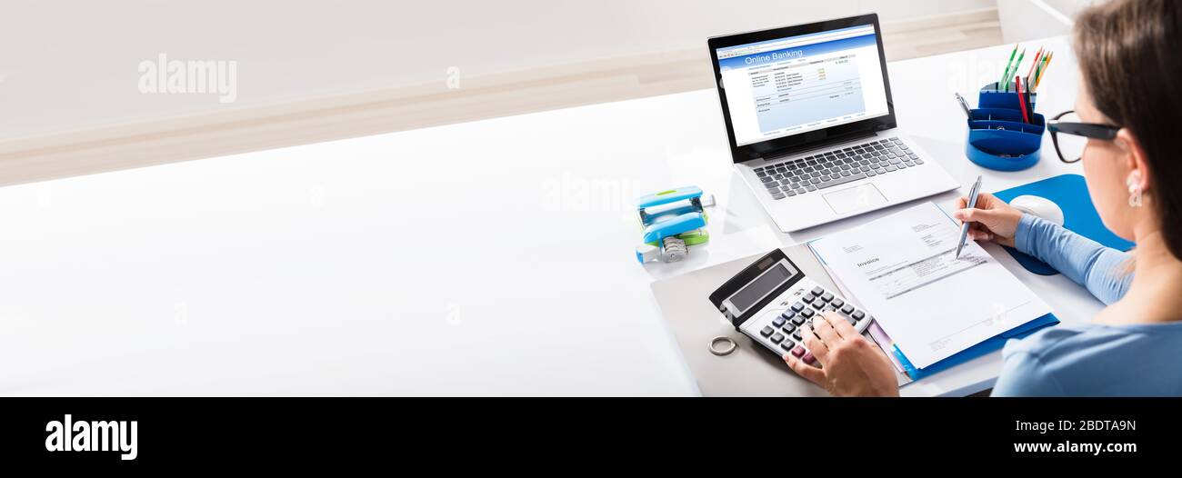 Online Taxes And Invoice Billing Electronic Management Stock Photo