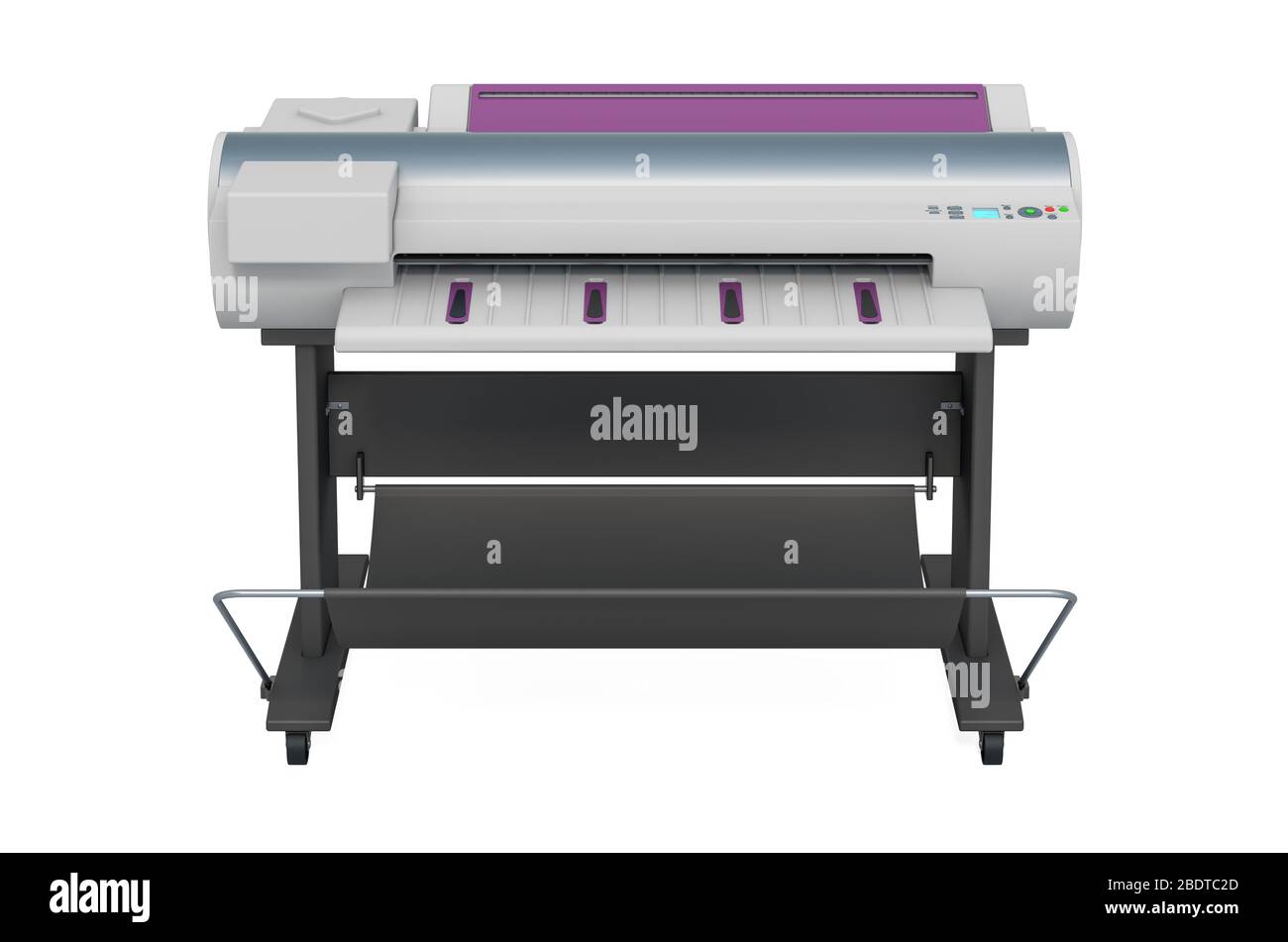 Plotter, large format inkjet printer. 3D rendering isolated on white background Stock Photo