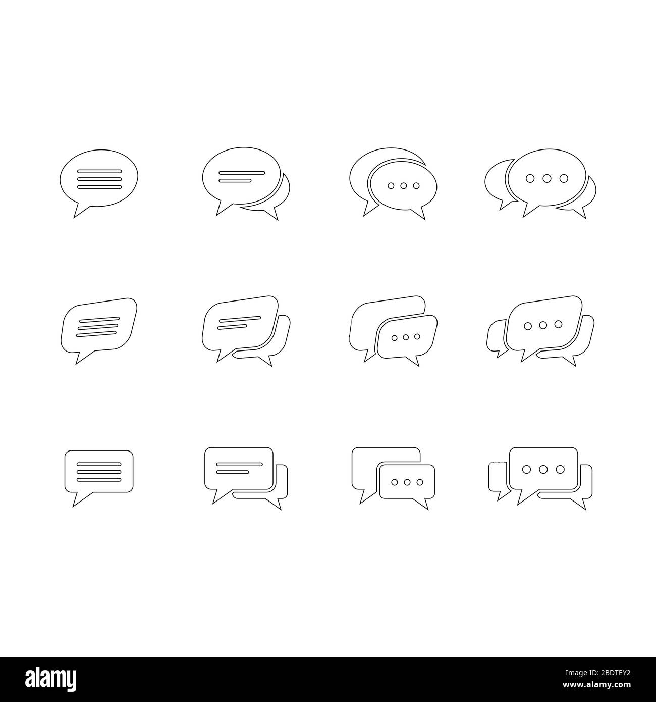 Speech bubble icon set isolated on a white background Stock Vector ...