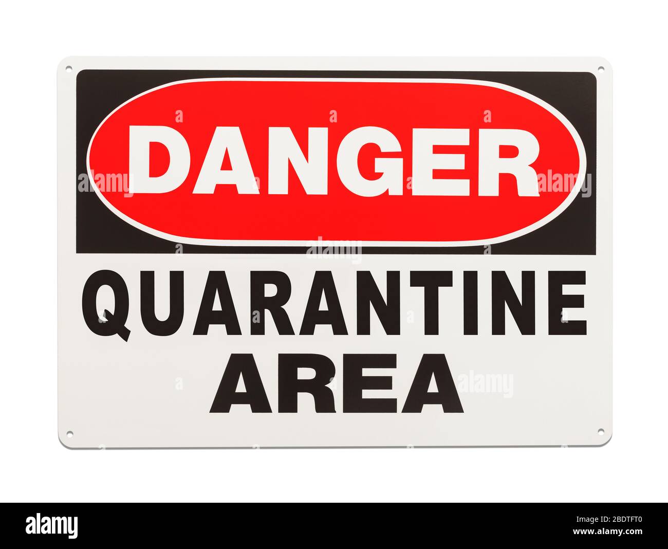 Quarantine Area Danger Sign Isolated on White Background. Stock Photo