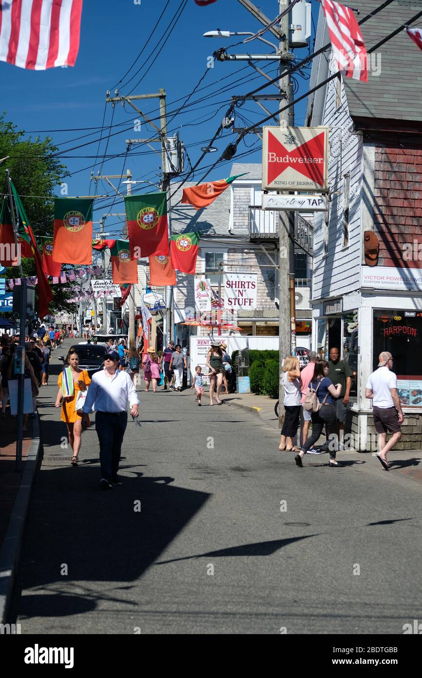 4th of July, Independence Day in historic center on Commercial Street in Provincetown, on Cape Cod, Massachusetts Stock Photo