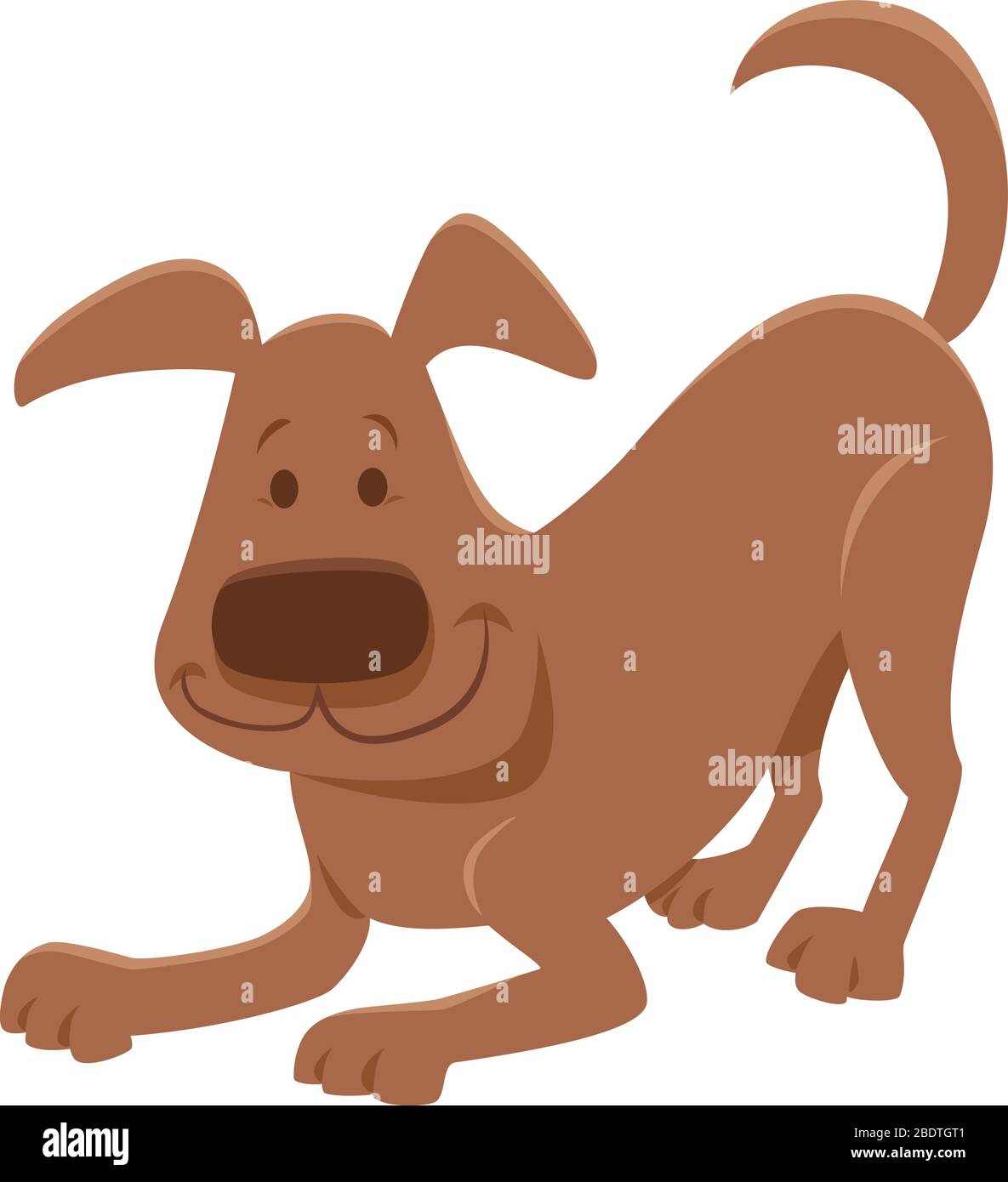 Cartoon Illustration of Playful Brown Dog Animal Character Stock Vector ...