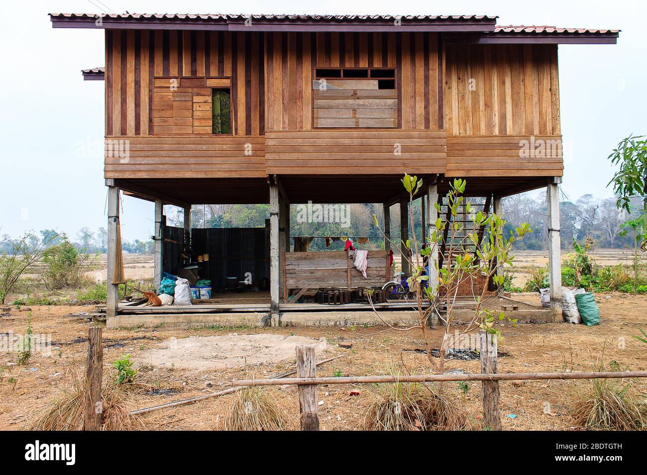 Traditional house on stilts in Laos Stock Photo Alamy