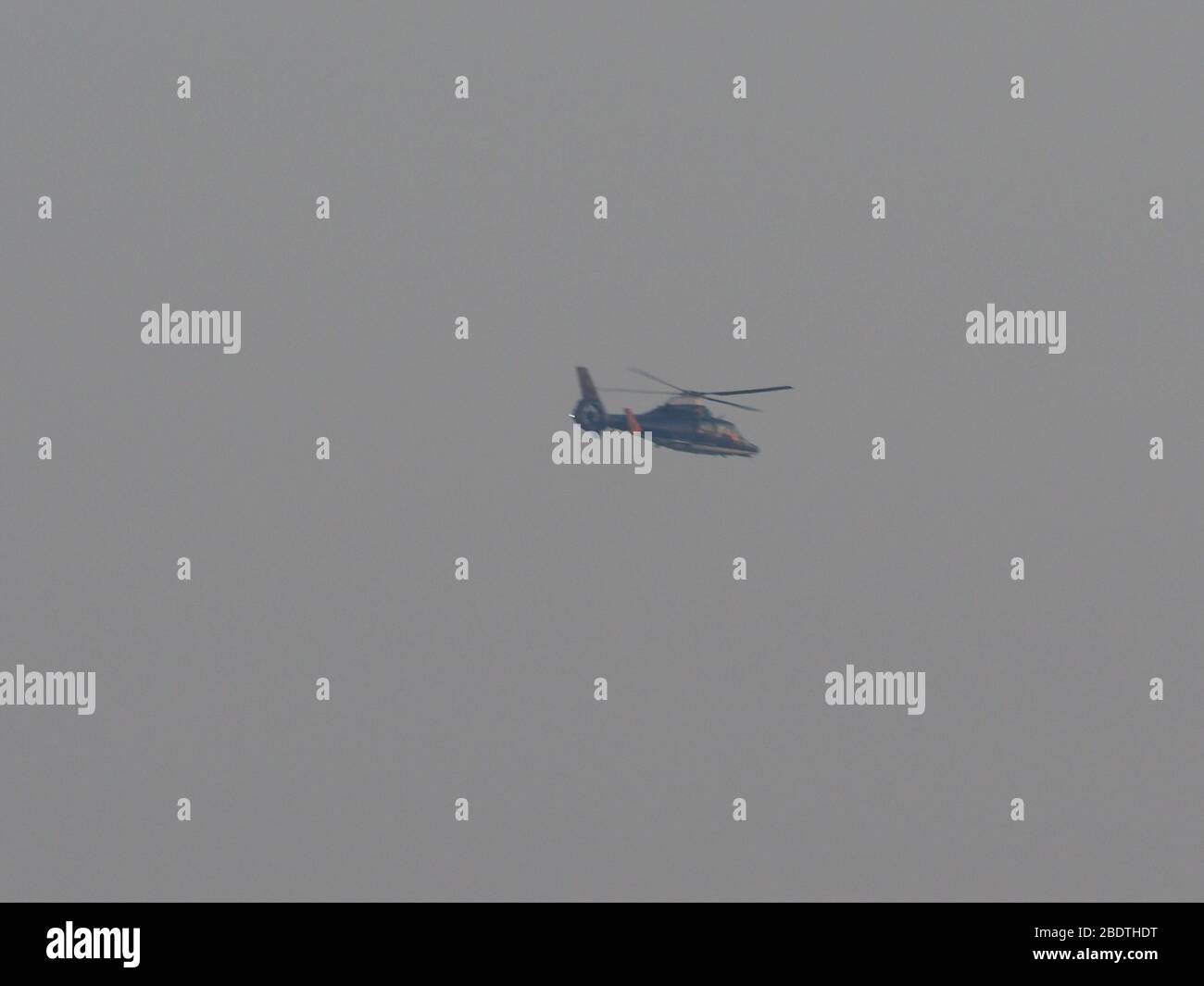 Sheerness, Kent, UK. 9th Apr, 2020. Two Special Air Services (SAS) AS65N3 Dauphin helicopters seen passing overhead Sheerness, Kent this evening. The helicopters are from 658 Squadron Air Army Corps / 22nd Special Air Service and are rarely seen.  Credit: James Bell/Alamy Live News Stock Photo
