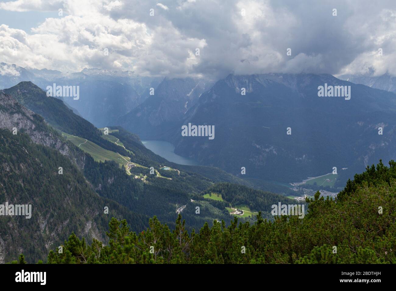 View towards Königssee from the Eagle's Nest, Berchtesgaden, Bavaria, Germany. Stock Photo