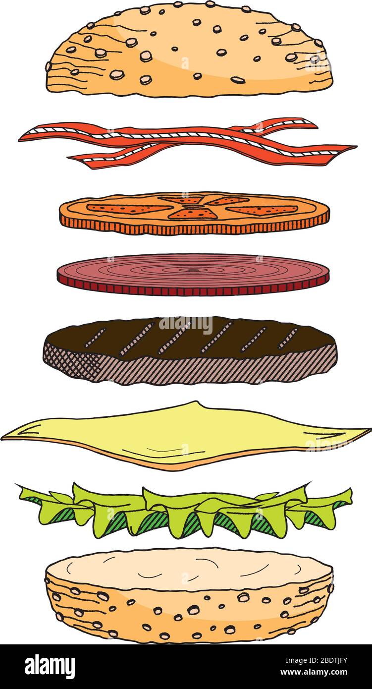 Hamburger/ Cheeseburger - illustration/ clipart Stock Vector