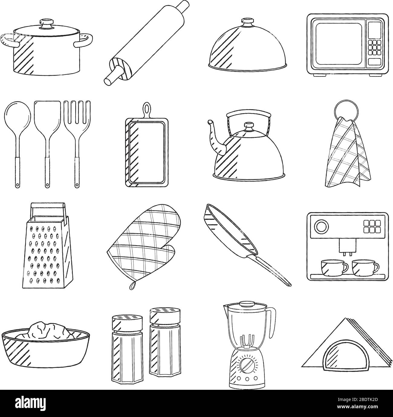 Premium Vector | Sketch kitchen tools. cooking utensils hand drawn  kitchenware.