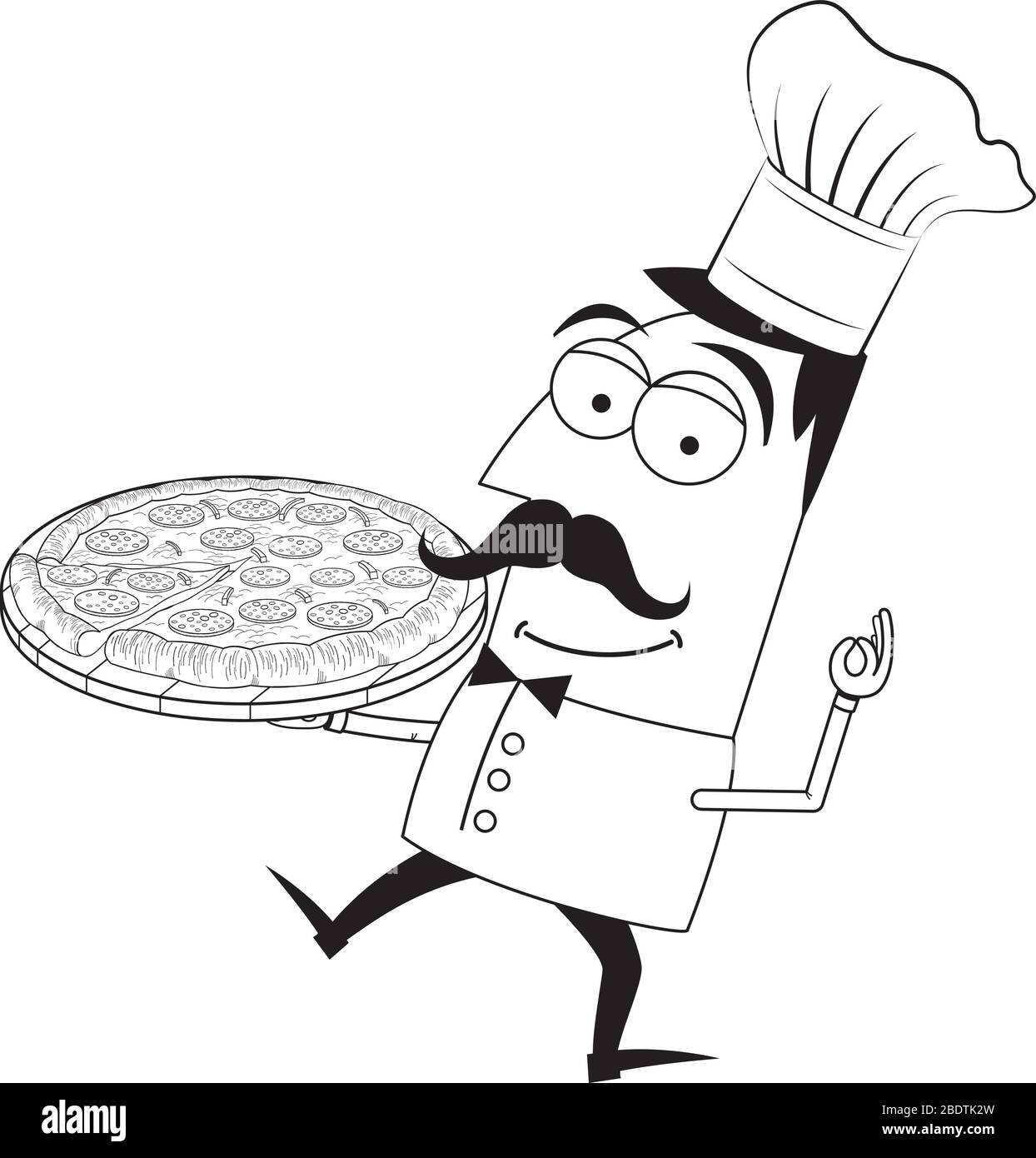 Chef/ cook holding pizza - vector illustration Stock Vector