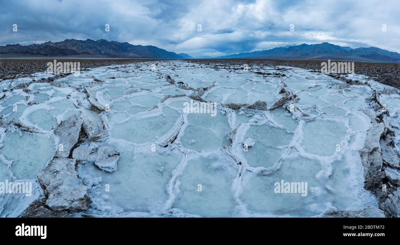 Salt Flats in Badwater Basin Death Valley Stock Photo