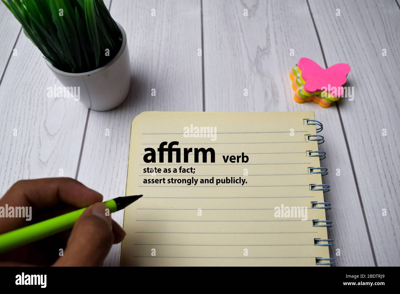 Definition of Affirm word with a meaning on a book. dictionary concept Stock Photo
