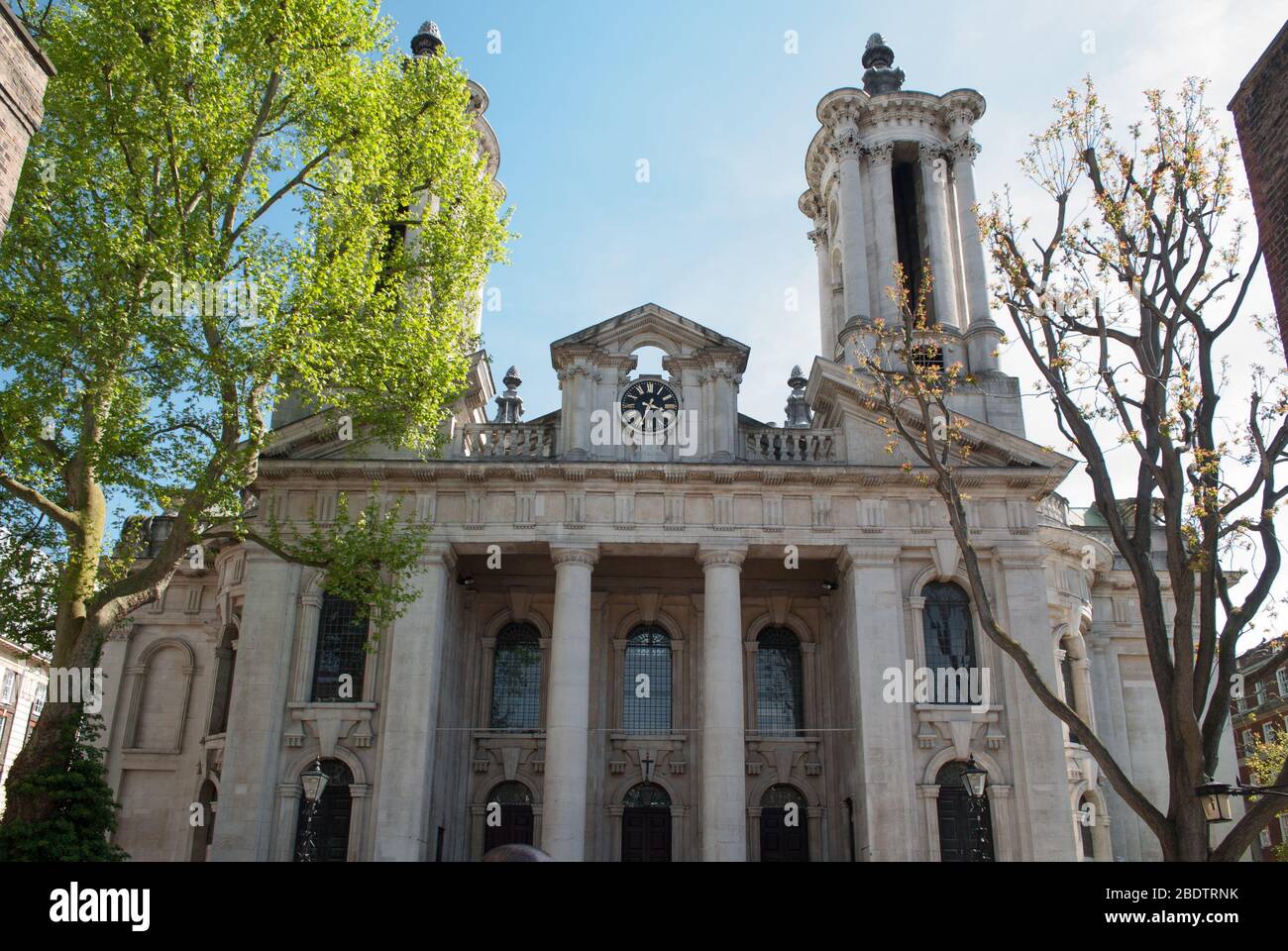 English Baroque Architecture Portland Stone Facade St. Johns Smith Square, Westminster, London SW1P by Stock Photo