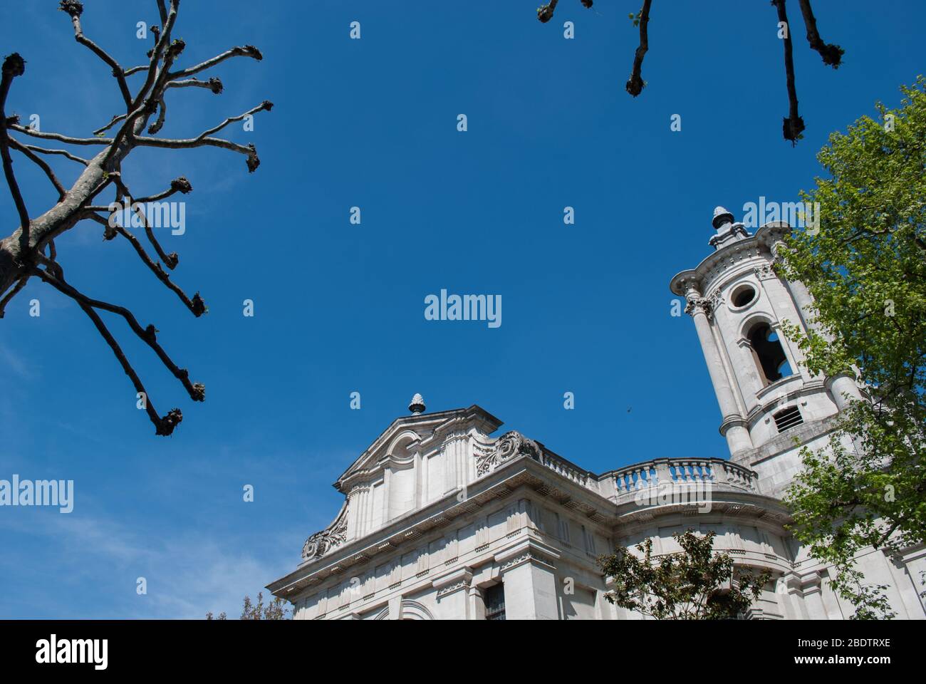 English Baroque Architecture Portland Stone Facade St. Johns Smith Square, Westminster, London SW1P by Thomas Archer Stock Photo