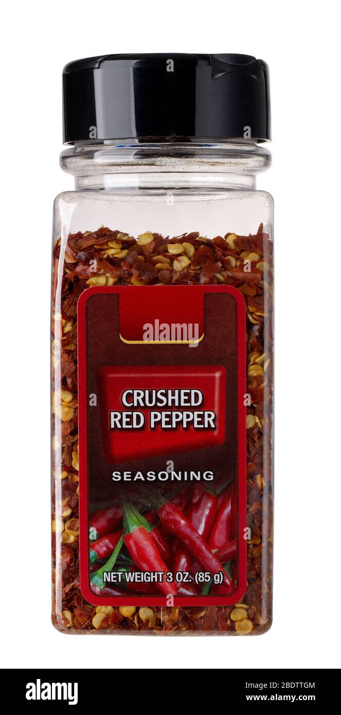 Crushed red pepper flakes Stock Photo