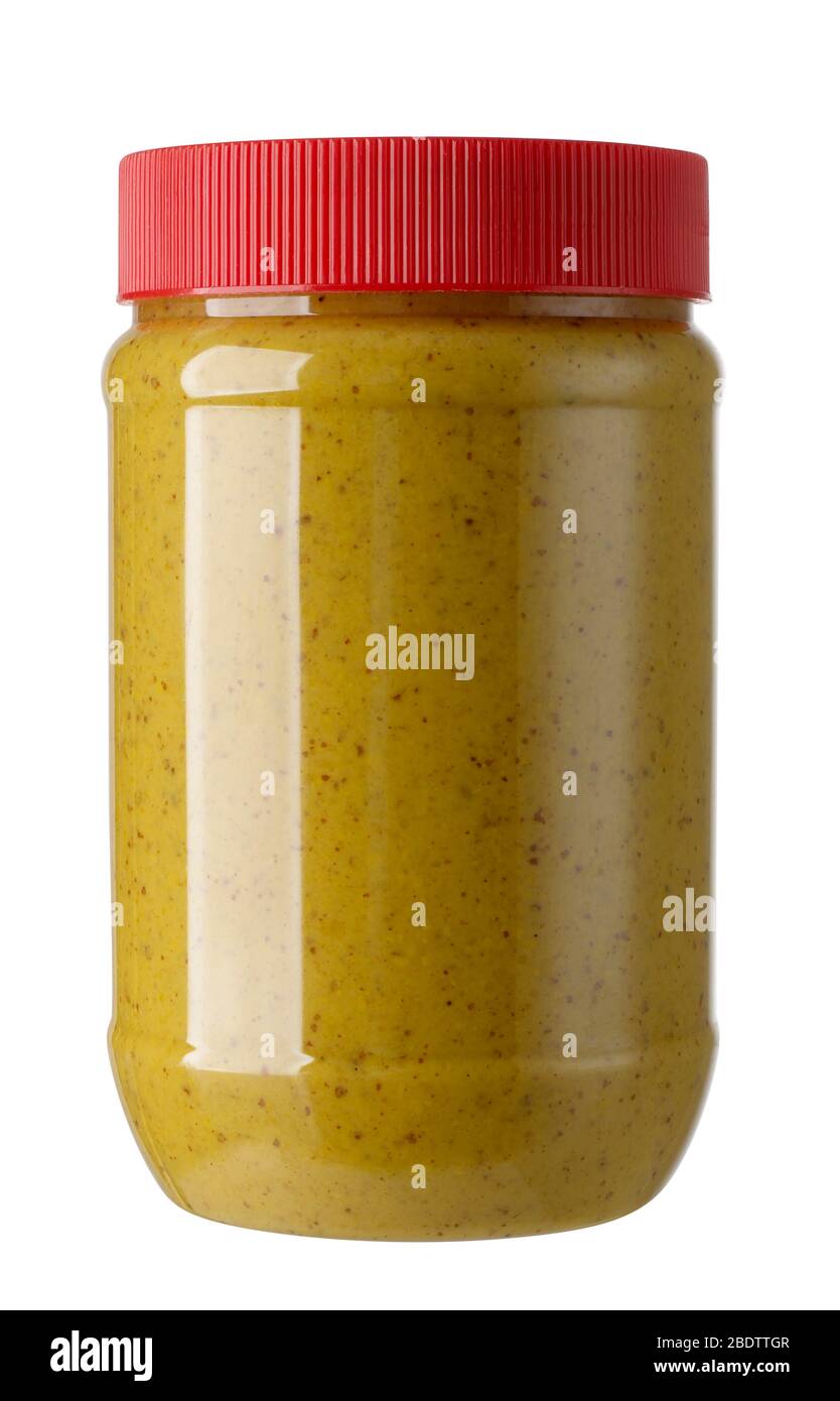 Jar of mustard Stock Photo