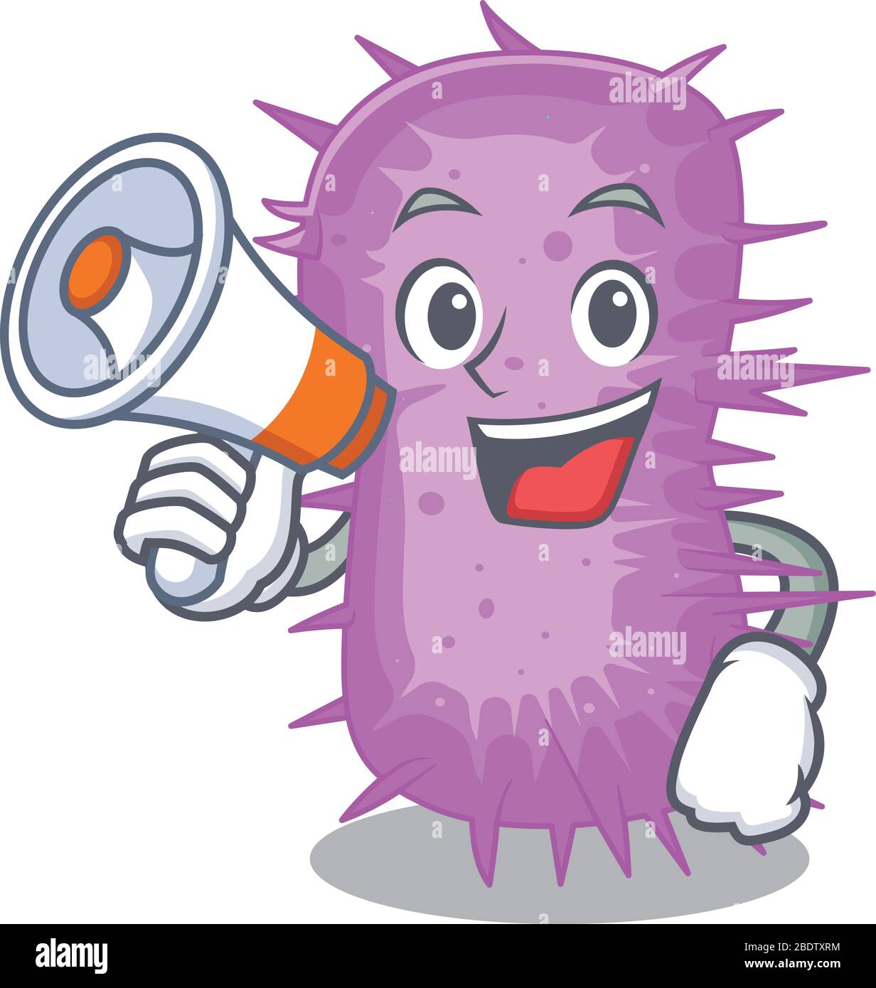 Cartoon character of acinetobacter baumannii having a megaphone Stock Vector
