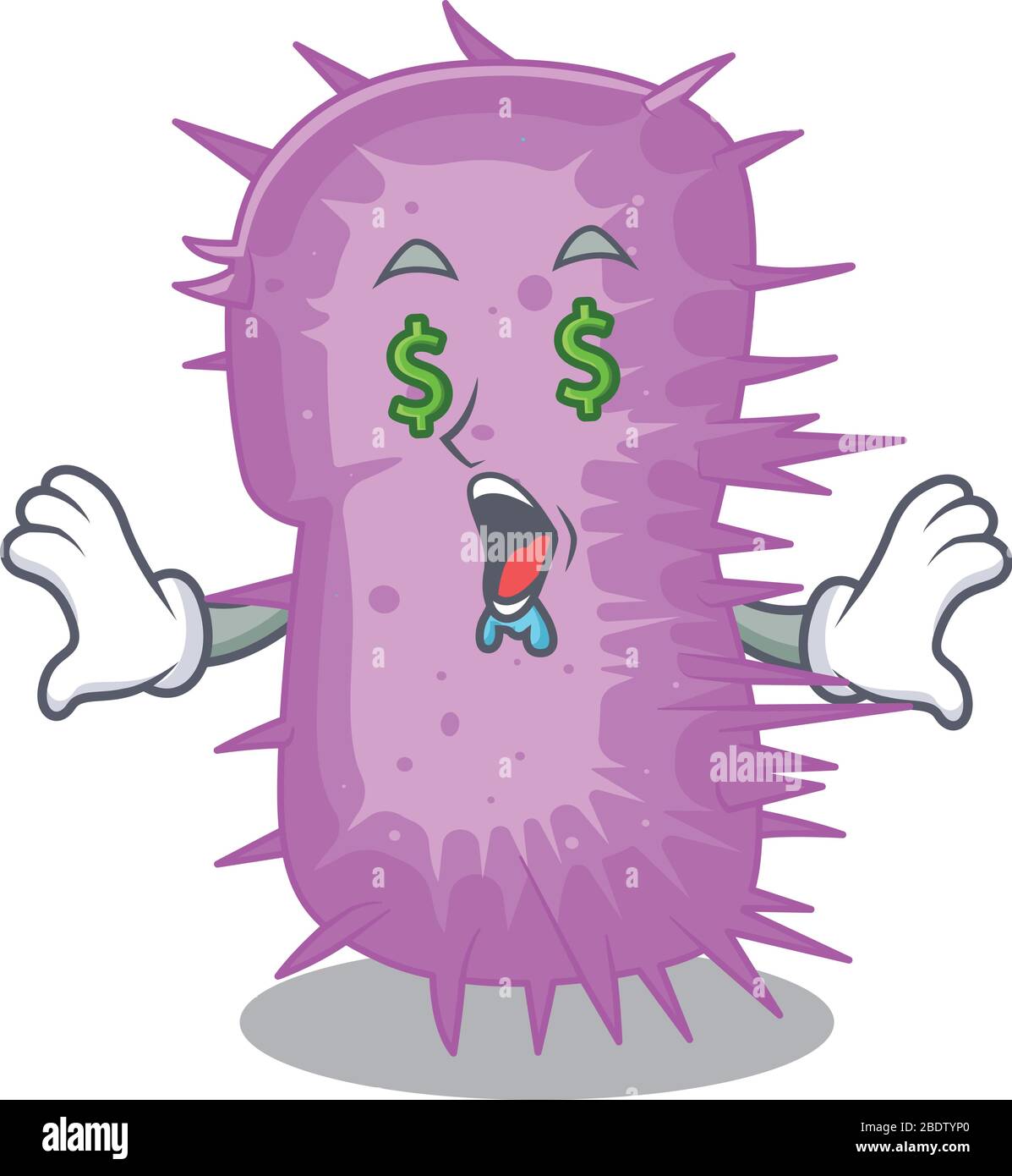 Rich cartoon character design of acinetobacter baumannii with money eyes Stock Vector
