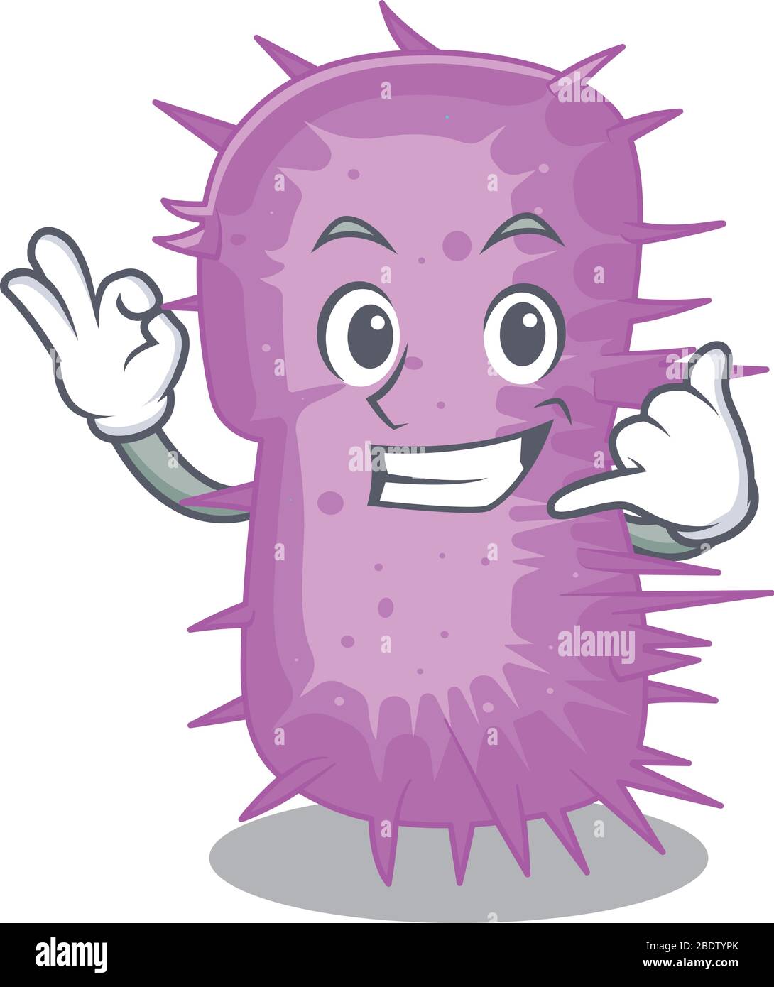 Cartoon design of acinetobacter baumannii with call me funny gesture Stock Vector