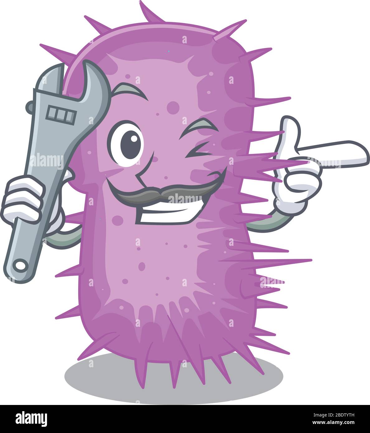 A picture of acinetobacter baumannii mechanic mascot design concept Stock Vector