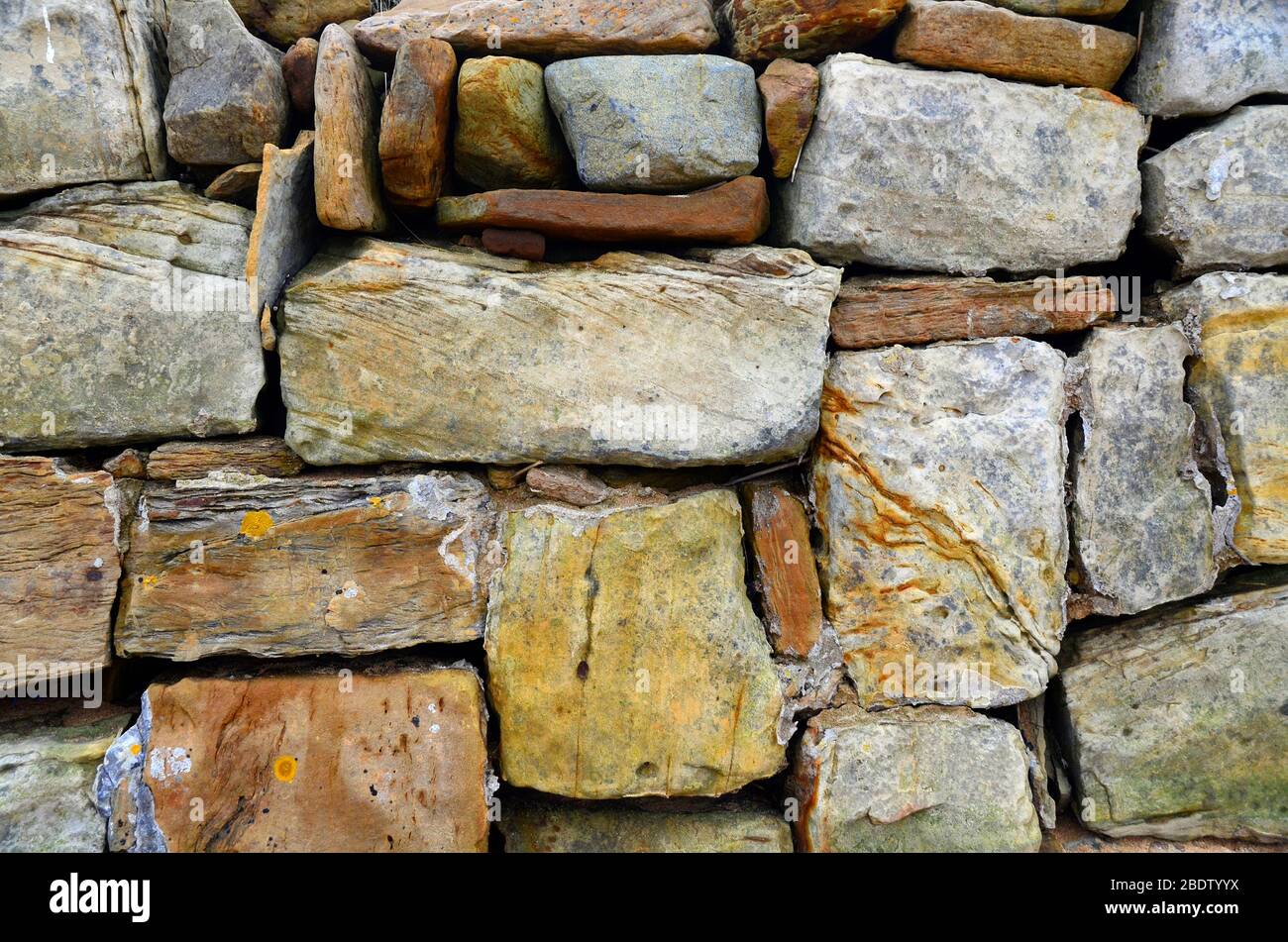 Detail of a dry stone wall dyke Stock Photo