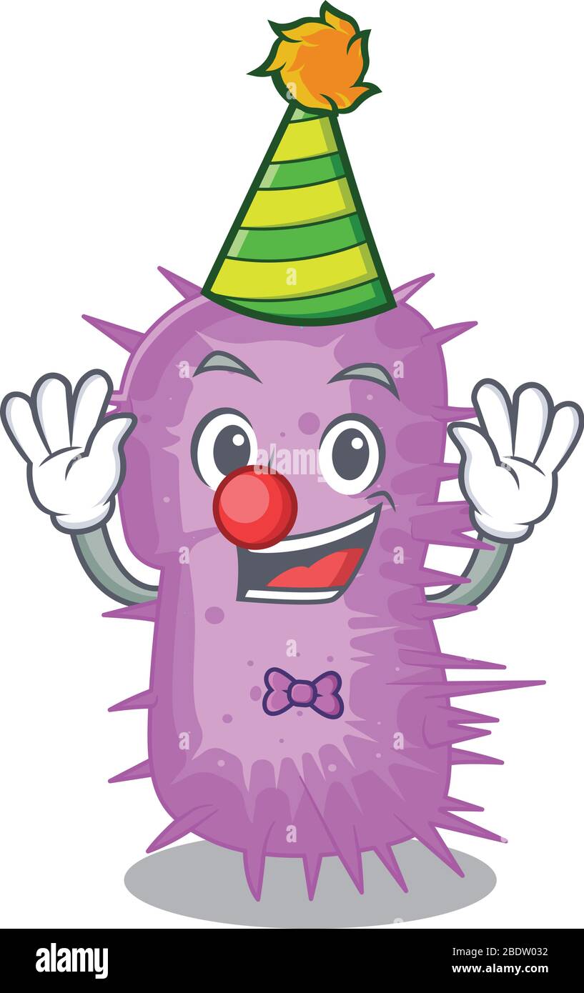 cartoon character design concept of cute clown acinetobacter baumannii Stock Vector