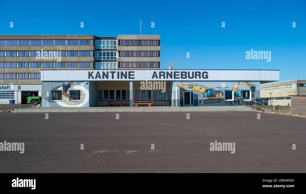 Arneburg Germany 06th Apr 2020 Kantine Arneburg Can Be Read On A Building That Was Once Built For The Stendal Nuclear Power Plant The Construction Work On The Reactors Of The Nuclear
