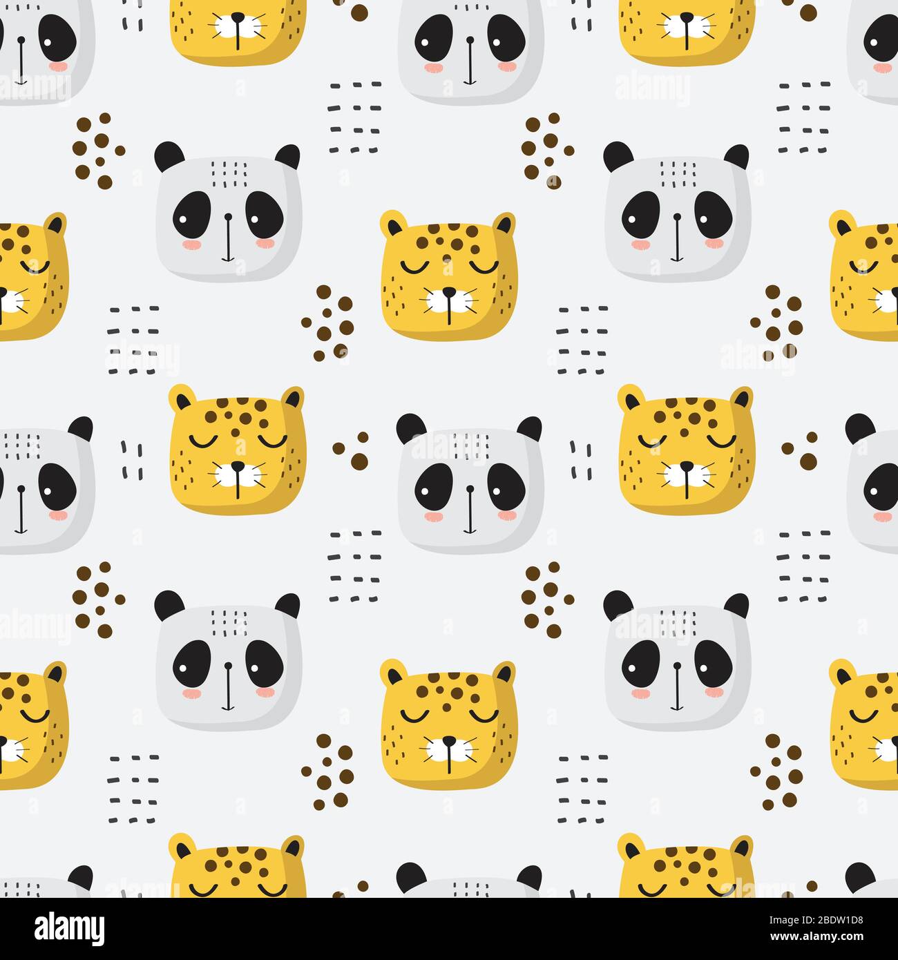 Seamless Pattern of cute animals in the white background Stock Vector