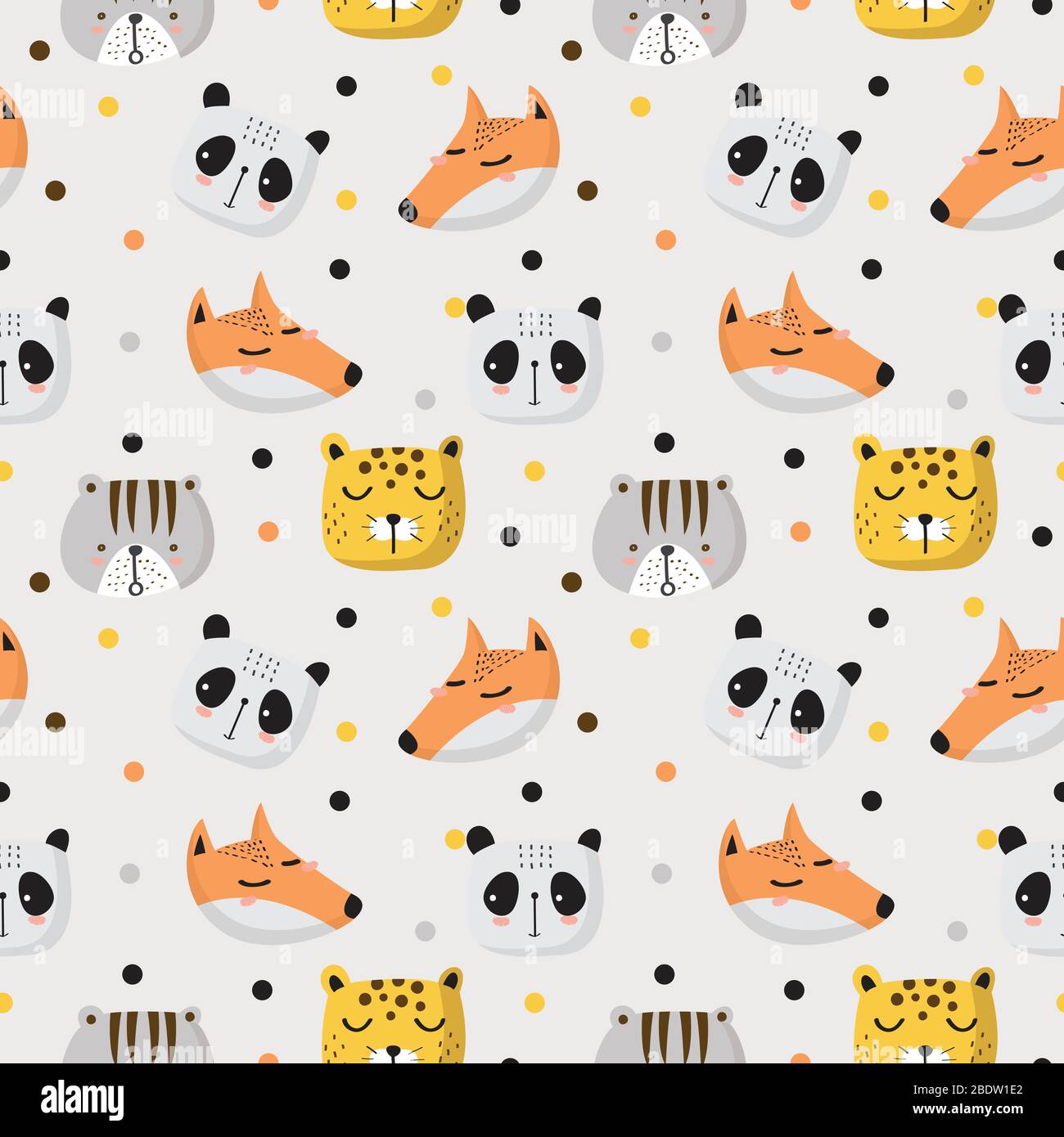 Seamless Pattern of cute animals in the white background Stock Vector