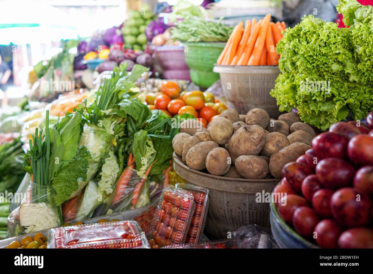 Variety of colorful vegetables and fresh at a market stall Stock Photo ...