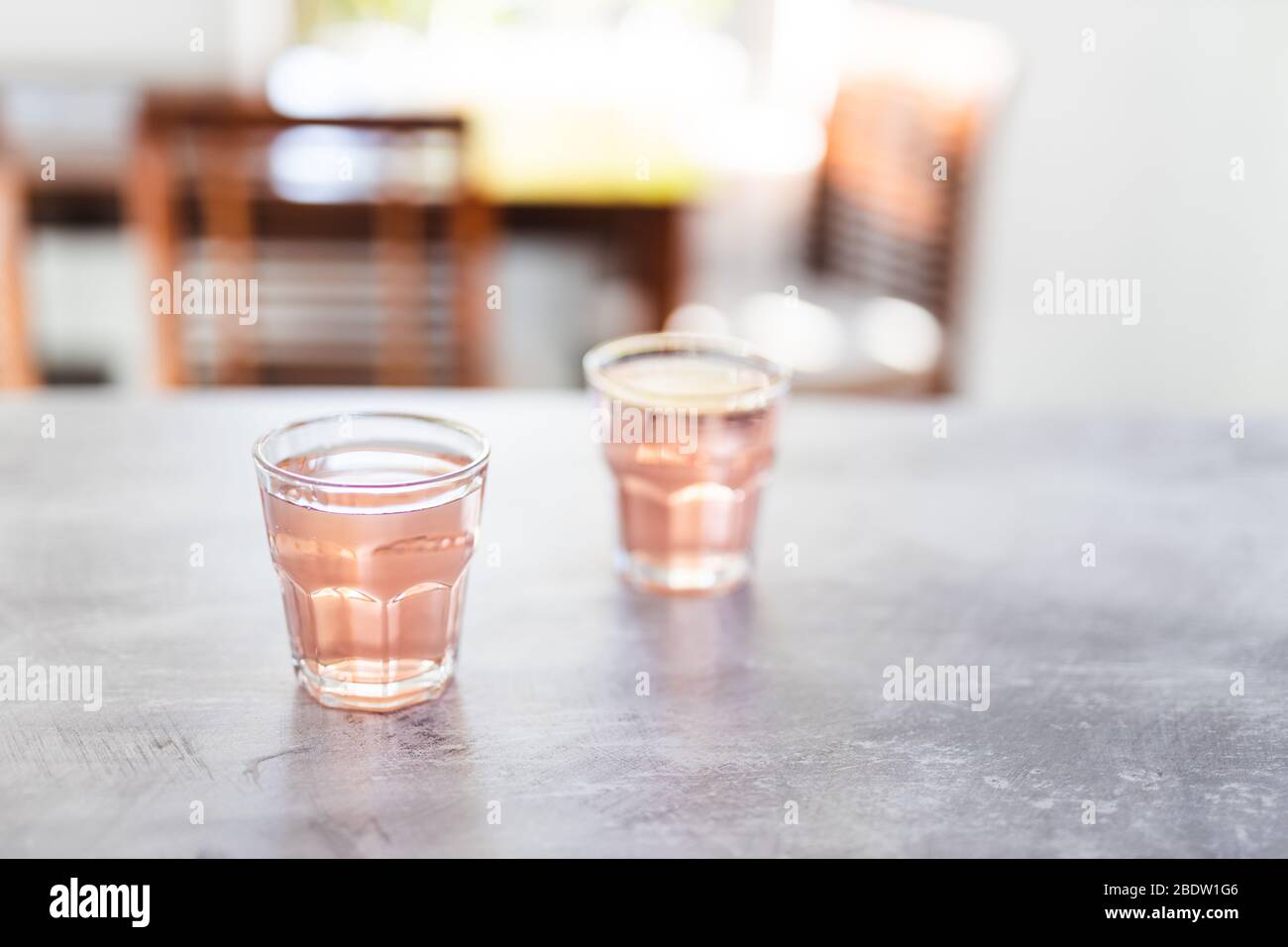 drinks and beverages, two glasses with non-alcoholic pink lemon lime ...