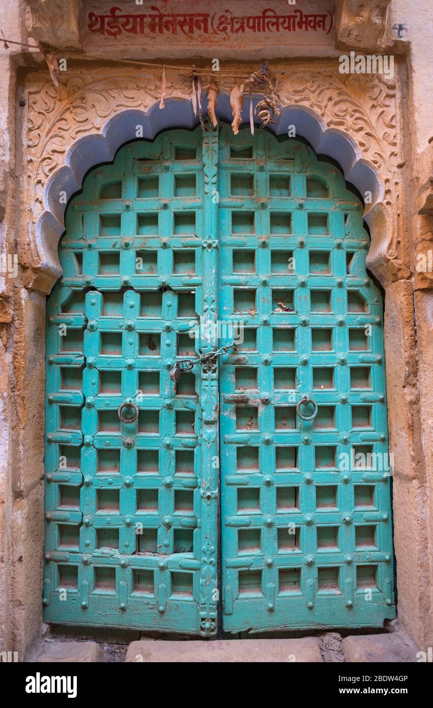 Traditional door Jaisalmer Fort Rajasthan India Stock Photo