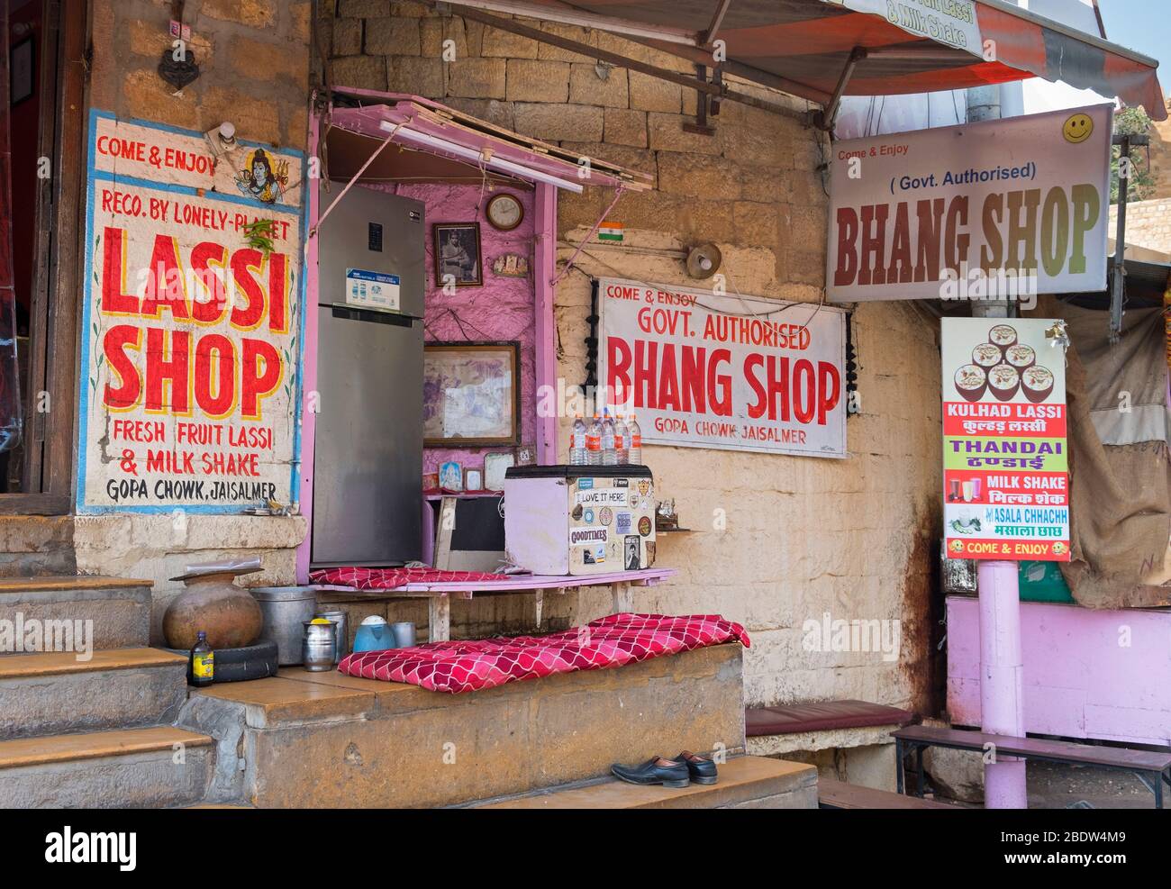 Bhang shop near Jaisalmer Fort Rajasthan India Stock Photo