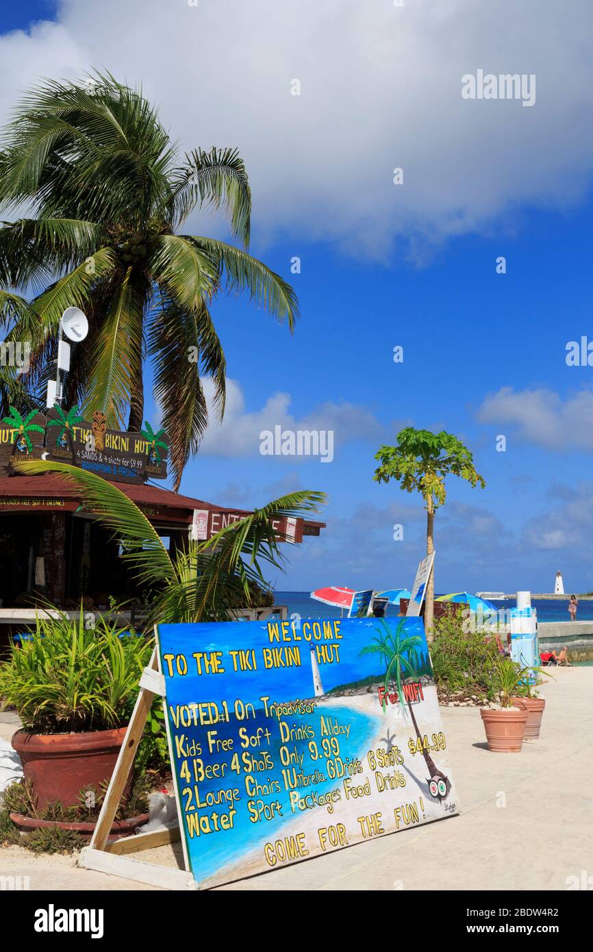 Bar, Junkanoo Beach, Nassau, New Providence Island, Bahamas Stock Photo