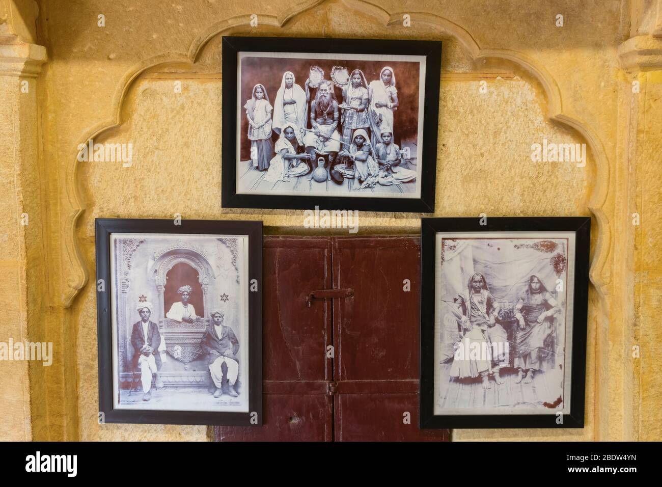 Old photographs Baa Ri Haveli Jaisalmer Fort Rajasthan India Stock Photo