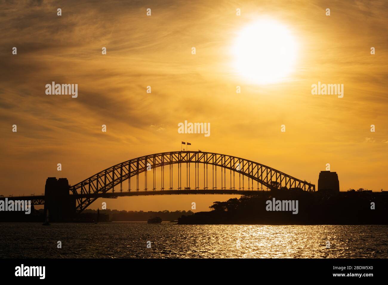 Iconic Harbour Bridge in the afternoon sun. Stock Photo