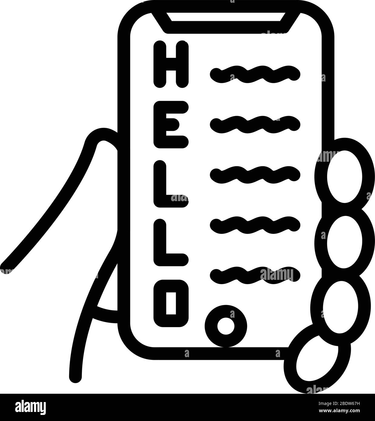 Greeting on smartphone icon, outline style Stock Vector Image & Art - Alamy