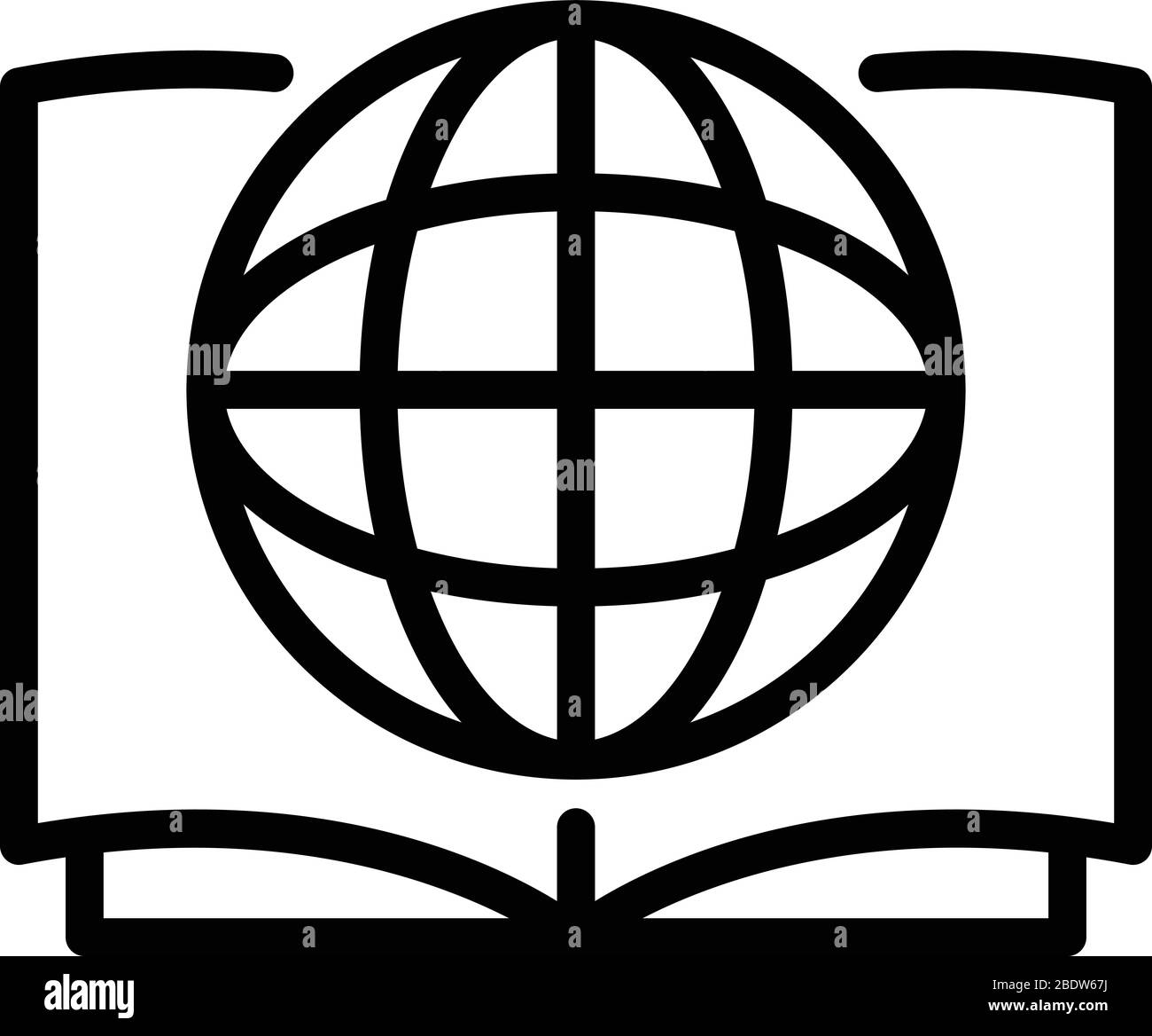 Globe on open book icon, outline style Stock Vector Image & Art - Alamy