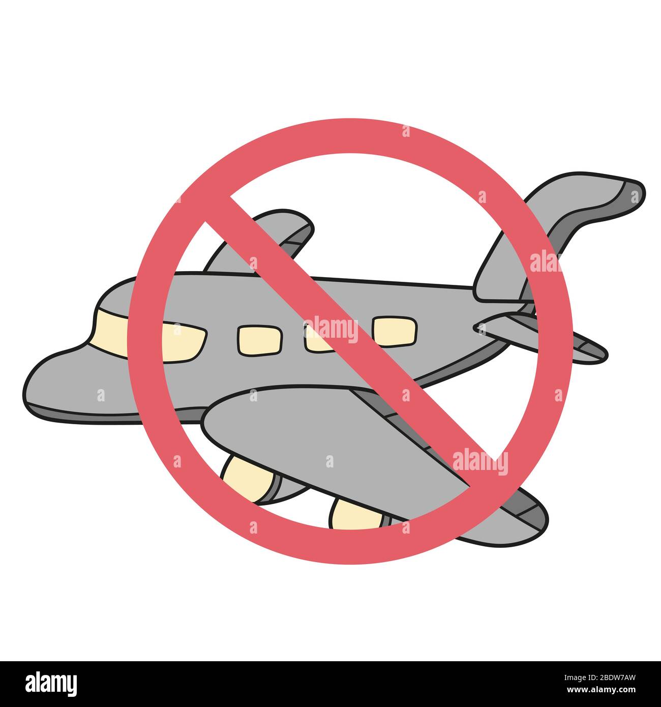Stop travel to risk places COVID-19. Coronavirus prevention. Coronavirus protection. Vector illustration. Plane with stop symbol Stock Vector