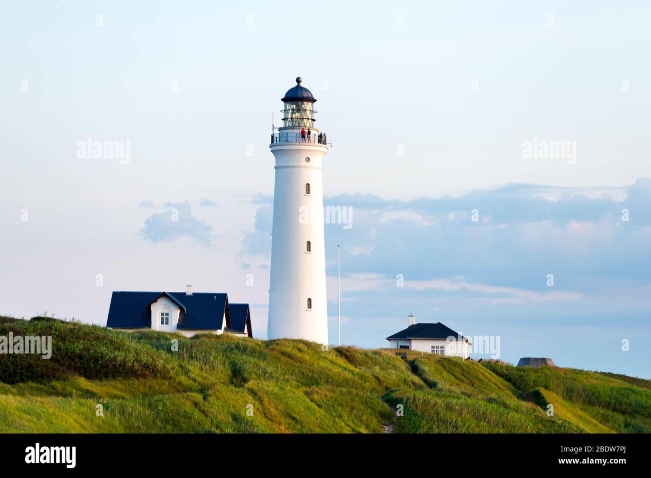 Amazing morning view of Hirtshals lighthouse in Denmark. Landscape photography Stock Photo